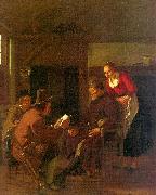 Ludolf de Jongh Messenger Reading to a Group in a Tavern Spain oil painting artist